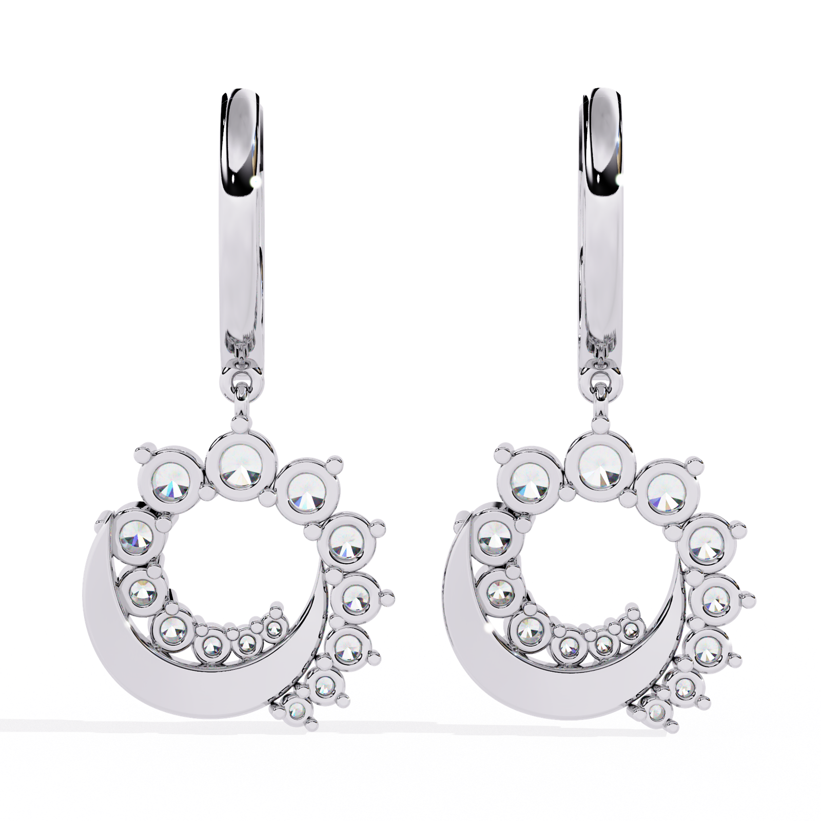 Royal Crescent Stone Hoop Earrings